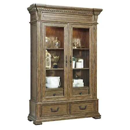 Traditional China Cabinet w/ Dentil Molding